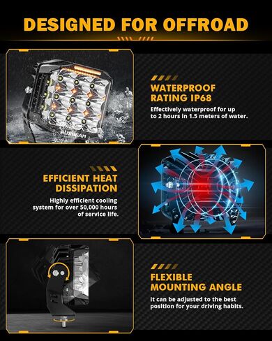 أضواء جراب LED مقاس 7 بوصات من Auxbeam، مصابيح إطلاق جانبية للقيادة فائقة السطوع بقدرة 228 وات مع ضوء كهرماني DRL وإضاءة خلفية، سلسلة 270 درجة V-MAX مجموعة أضواء كاشفة للعمل مع غطاء للشاحنات SUV UTV ATV in Kuwait