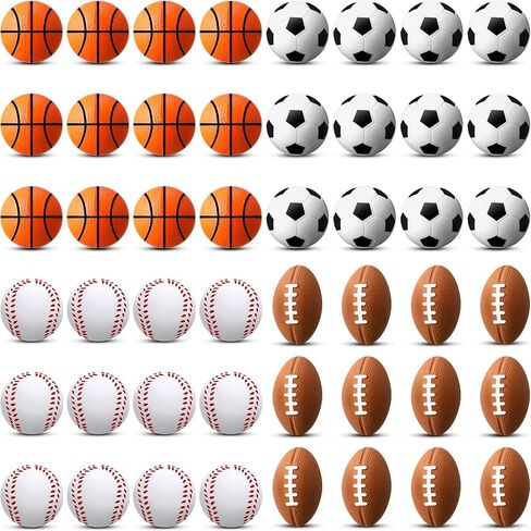 Blulu 48 Pack Sports Stress Balls for Kids Mini Footballs Mini Baseball, Soccer, Basketball, Foam Stress Balls for Anxiety Relief Sport Class Prize and Outdoor Game (1.6 Inch) in Saudi Arabia