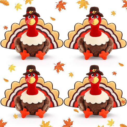 4 Pieces Plush Turkey Stuffed Animals 8 Inch Soft Thanksgiving Turkey Bird Plush Toys Fall Autumn Harvest Thanksgiving Ornaments Party Gifts Decorations (Without hat,Pink) in Saudi Arabia