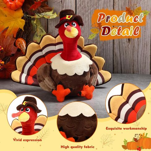 4 Pieces Plush Turkey Stuffed Animals 8 Inch Soft Thanksgiving Turkey Bird Plush Toys Fall Autumn Harvest Thanksgiving Ornaments Party Gifts Decorations (Without hat,Pink) in Saudi Arabia
