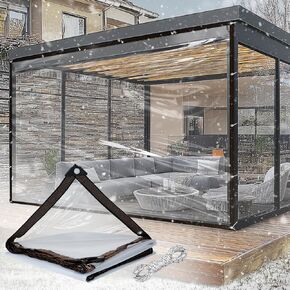 8x10ft Clear Tarps - 2 Pcs Anti-Tear Poly Tarpaulin, Heavy Duty Waterproof Transparent Patio Enclosure with Grommets Rope for Covering Chicken Coops Greenhouse Garden Plants