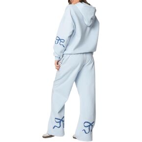2 piece Lounge Sets for Women Fall Sweatsuits Bow Print Long Sleeve Crew Neck Wide Leg Sweatpants Matching Tracksuit
