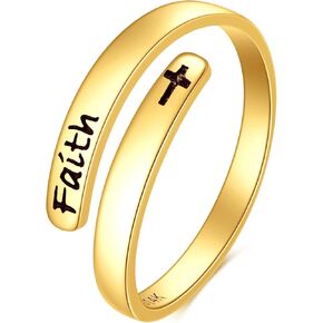 KECHO 14K Real Gold I am Enough Ring Inspirational Adjustable Open Ring Solid Gold Jewelry Gifts for Women Men in Kuwait