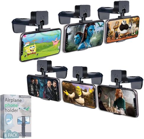 10 عبوات من حامل هاتف الطائرة لهواتف iPhone وSamsung وغيرها من الهواتف ومستلزمات السفر الأساسية وحامل الهاتف الخلوي وحامل الطائرة الهوائية ومقعد المكتب ومشبك الطيران والعطلات مقاس عالمي بدون استخدام اليدين in Kuwait