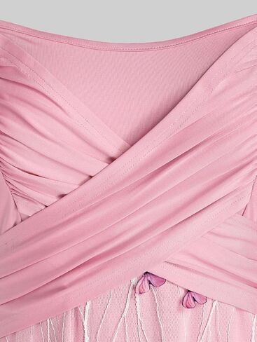 Rosegal حجم كبير فستان الحفلات للنساء الدانتيل فراشة تراكب فستان العودة للوطن فستان كوكتيل عبر الركبة طول فستان محكم من عند الصدر ويتدلى بشكل واسع in Kuwait