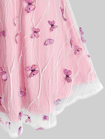 Rosegal حجم كبير فستان الحفلات للنساء الدانتيل فراشة تراكب فستان العودة للوطن فستان كوكتيل عبر الركبة طول فستان محكم من عند الصدر ويتدلى بشكل واسع in Kuwait