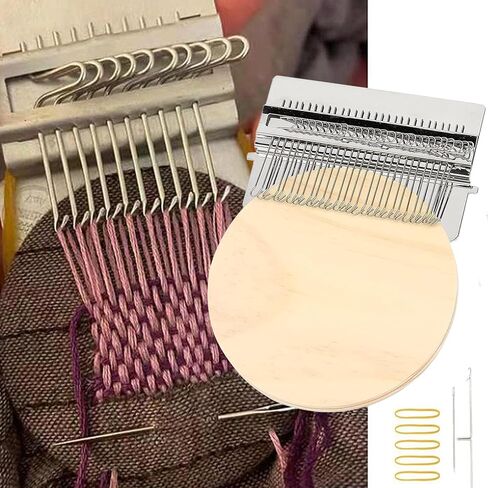 Small Loom Speedweve Type Weave Tool,darning Loom Quickly Mini Mending Convenient Darning Loom for Mending Jeans Socks Clothes Loom Machine Makes Beautiful Stitching Diy Weaving Arts (14 Hooks) in Kuwait