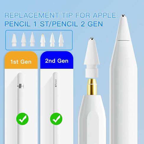 Replacement Tips for Apple Pencil 1st Generation / 2nd Generation, Fine Point Nibs, Pencil-Like Writing Feel, Precise Stroke, No Wear (8 Pack) in Saudi Arabia