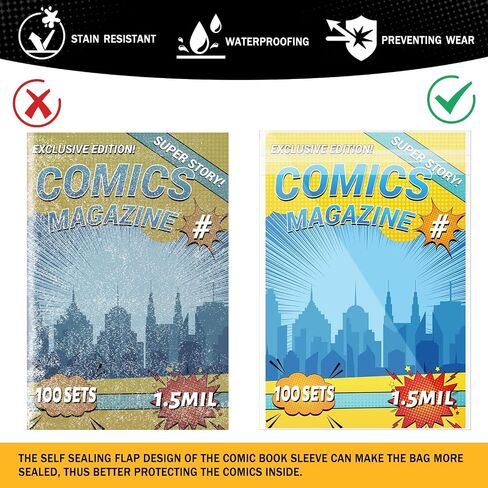 75 Sets Current Size Comic Book Bags and Boards, Reusable Transparent Comic Book Sleeves with Double-Sided White Cardboard Regular Comics Magazine Storage for Collector Small Business in Saudi Arabia