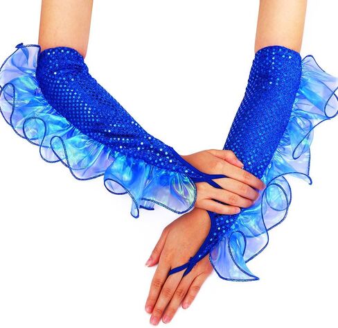 GEMILY Fashion Sequin Gloves Long Cosplay Fingerless Gloves Yarn Sparkly Rave Party Elastic Fairy Gloves for Women and Girls in Kuwait