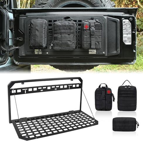 MAIKER Tailgate Table for Jeep Tailgate MOLLE Panel for 2007-2024 Jeep Wrangler JK JKU JL JLU Foldable Cargo Shelf Aluminum Alloy Storage Shelf (Not Fit JK Models with Stock Subwoofer) in Saudi Arabia