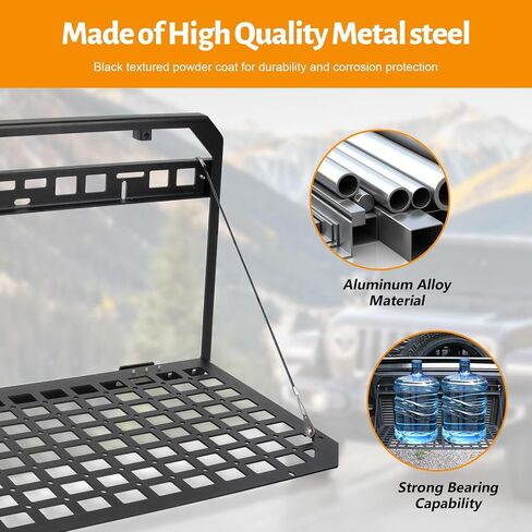 MAIKER Tailgate Table for Jeep Tailgate MOLLE Panel for 2007-2024 Jeep Wrangler JK JKU JL JLU Foldable Cargo Shelf Aluminum Alloy Storage Shelf (Not Fit JK Models with Stock Subwoofer) in Saudi Arabia