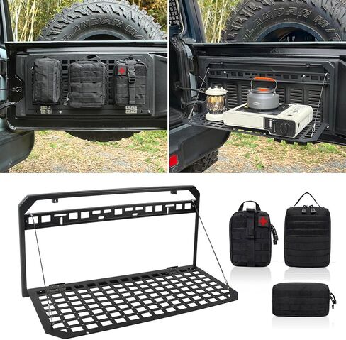 MAIKER Tailgate Table for Jeep Tailgate MOLLE Panel for 2007-2024 Jeep Wrangler JK JKU JL JLU Foldable Cargo Shelf Aluminum Alloy Storage Shelf (Not Fit JK Models with Stock Subwoofer) in Saudi Arabia