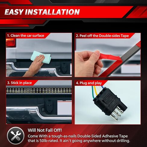 4WDKING شريط إضاءة للسرير الأبيض للشاحنة، 3 قطع شريط LED 60 بوصة، 270 مصباح LED نيون، IP68 مقاوم للماء، كابل تمديد لشاحنة بيك اب كامبر RV SUV Boat in Kuwait