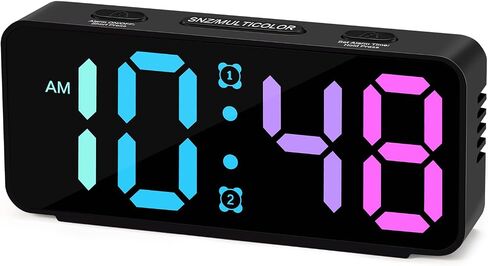 Cadmos Cute Small Alarm Clock for Bedroom,RGB Rainbow Display,Adjustable Loud Volume,Snooze,Plug in Simple Digital Bedside Kawaii Clock for Heavy Sleepers,Kids,Girls in Saudi Arabia