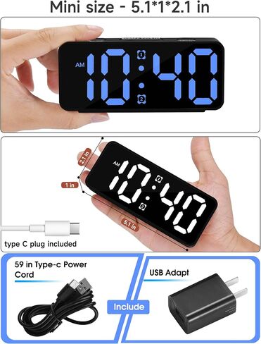 Cadmos Cute Small Alarm Clock for Bedroom,RGB Rainbow Display,Adjustable Loud Volume,Snooze,Plug in Simple Digital Bedside Kawaii Clock for Heavy Sleepers,Kids,Girls in Saudi Arabia