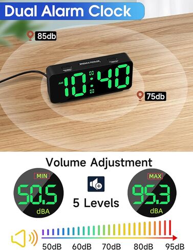 Cadmos Cute Small Alarm Clock for Bedroom,RGB Rainbow Display,Adjustable Loud Volume,Snooze,Plug in Simple Digital Bedside Kawaii Clock for Heavy Sleepers,Kids,Girls in Saudi Arabia