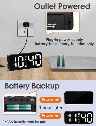 Cadmos Cute Small Alarm Clock for Bedroom,RGB Rainbow Display,Adjustable Loud Volume,Snooze,Plug in Simple Digital Bedside Kawaii Clock for Heavy Sleepers,Kids,Girls in Saudi Arabia