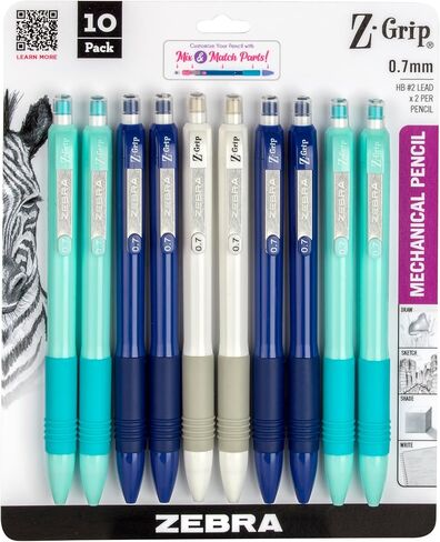 Zebra Pen Z-Grip Mechanical Pencil, 0.7mm Point Size, HB #2 Graphite, Assorted Bright Barrels, 24-Pack (50424) in Saudi Arabia