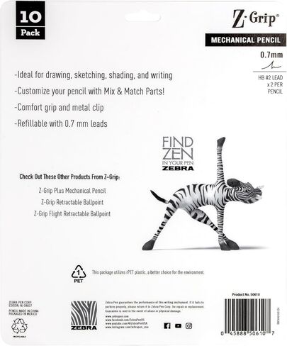 Zebra Pen Z-Grip Mechanical Pencil, 0.7mm Point Size, HB #2 Graphite, Assorted Bright Barrels, 24-Pack (50424) in Saudi Arabia