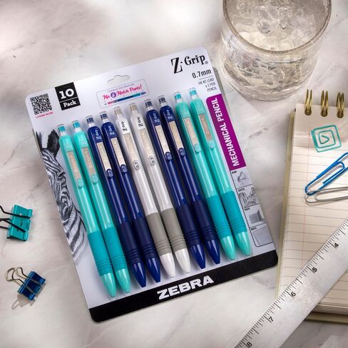 Zebra Pen Z-Grip Mechanical Pencil, 0.7mm Point Size, HB #2 Graphite, Assorted Bright Barrels, 24-Pack (50424) in Saudi Arabia