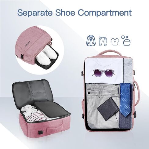 Travel Backpack, 30L Carry On Backpack, Flight Approved Personal Item Bag, Large Expandable Backpack for Men & Women, Luggage Backpack with Shoe Compartment, 15.6 Inch Laptop Backpack, Black in Saudi Arabia
