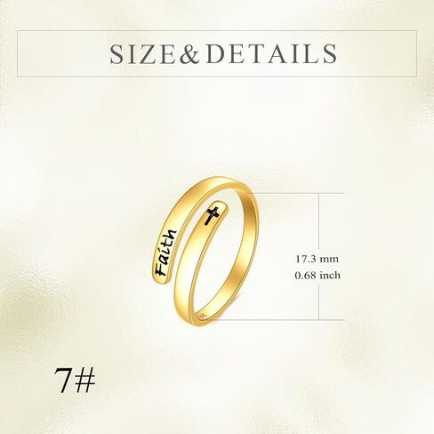 KECHO 14K Real Gold I am Enough Ring Inspirational Adjustable Open Ring Solid Gold Jewelry Gifts for Women Men in Kuwait