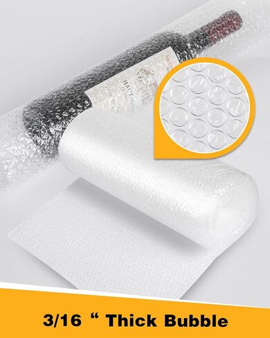 Bubble Cushioning Wrap Rolls, 3/16" x 12" x 36' ft Total, Perforated Every 12" for Packaging, Shipping, Mailing in Saudi Arabia