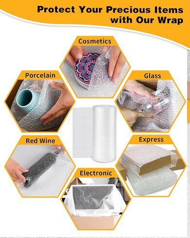 Bubble Cushioning Wrap Rolls, 3/16" x 12" x 36' ft Total, Perforated Every 12" for Packaging, Shipping, Mailing in Saudi Arabia