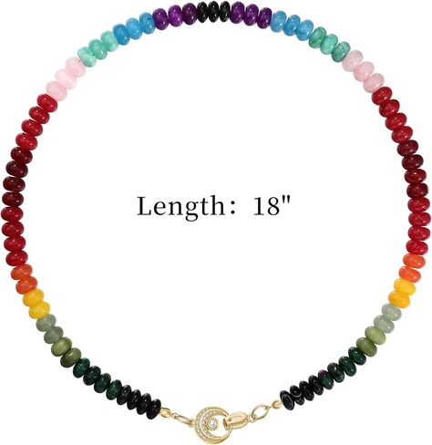 قلادة مطرزة بالأحجار الكريمة للنساء، قلادة بوهو ملونة من الخرز والحجر الطبيعي للشاطئ مطلية بالذهب عيار 18 قيراط مجوهرات صيفية مصنوعة يدويًا بنسبة 100% in Kuwait