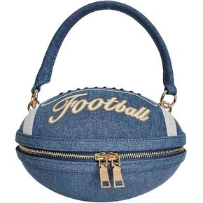 Women Football Shaped Crossbody Shoulder Bag Rugby Handbag PU Leather Unique Novelty Football Purse Gifts for Her