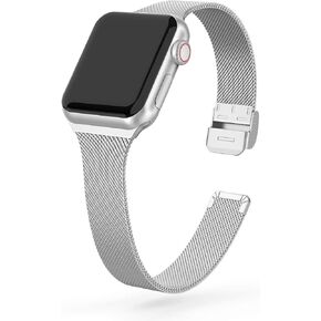 Compatible with Apple Watch Bands 41mm 38mm 40mm 42mm 44mm 45mm, Stainless Steel Metal Narrow Slim Thin Replacement Compatible for iWatch Series 9 8 7 6 5 4 3 2 1 SE Women, Rose Gold