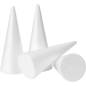 YURN Craft 12 Pack Foam Cones for Crafts, Foam Trees Cones, 3.7×11.6 in Cones Shaped Foam for Christmas Decorations, Gnomes, and DIY Art Projects.