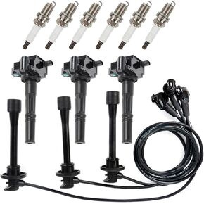 8PCS UF262 D585 Round Heavy Duty Ignition Coils Pack & Iridium Spark Plugs & 748UU Spark Plug Wires 8mm Set for Chevrolet GMC Silverado 1500 2500 Tahoe Suburban Express Sierra Savana Yukon V8