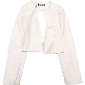 Allegra K Faux Leather Jacket for Women's Long Sleeve Short Coat Moto Biker Cropped PU Jackets