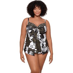 ملابس سباحة نسائية من Miraclesuit بمقاس كبير من Palatium Love Knot Tummy Control Underwire Tankini Top