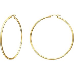 Solid 14k Gold Hoop Earrings for Women,2mm Tube Yellow Gold Hoop Earrings 14k Real Gold | Flex Continuous Hoop Gold Earrings | 20mm-60mm (0.8-2.8 Inch) Diameter Gold Hoop Earrings
