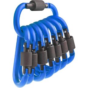 10 Pack Aluminum D Ring Key Rings Hiking Clips Locking Carabiner for Hiking Camping Fishing and Outdoor Use