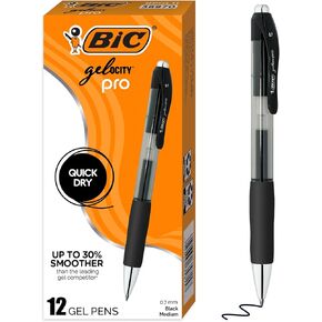 BIC Gelocity Pro Blue Gel Pens, Medium Point (0.7 mm), Smooth Smear-Resistant Blue Ink, Ultra Comfortable Grip, 12-Count Pack