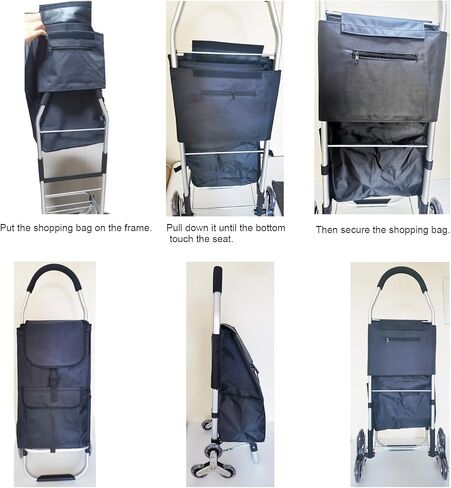 Replacement Bag for Shopping Cart - Waterproof Trolley Bags, 31L (Black) in Saudi Arabia