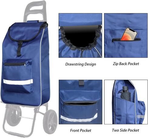 Replacement Bag for Shopping Cart - Waterproof Trolley Bags, 31L (Black) in Saudi Arabia