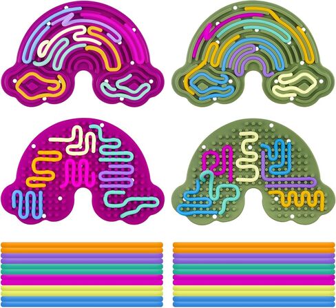 Sensory Activity Board Sensory Toys for Kids with Autism Duble Sided Design Sensory Fidget Toys for 3+ & Adult Fine Motor Skill,Promotes Focushelp,Relieve ADHD,Anxiety,Stress,24 Strings (2 Pcs) in Saudi Arabia