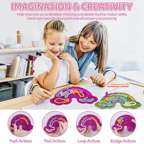 Sensory Activity Board Sensory Toys for Kids with Autism Duble Sided Design Sensory Fidget Toys for 3+ & Adult Fine Motor Skill,Promotes Focushelp,Relieve ADHD,Anxiety,Stress,24 Strings (2 Pcs) in Saudi Arabia