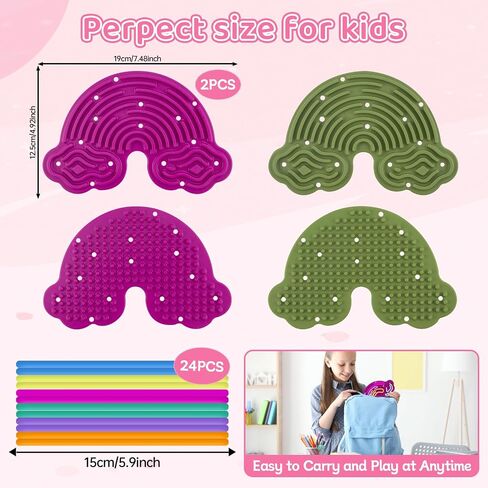 Sensory Activity Board Sensory Toys for Kids with Autism Duble Sided Design Sensory Fidget Toys for 3+ & Adult Fine Motor Skill,Promotes Focushelp,Relieve ADHD,Anxiety,Stress,24 Strings (2 Pcs) in Saudi Arabia