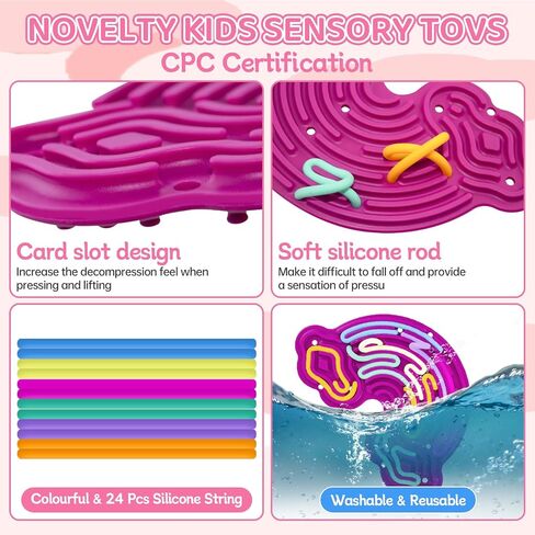 Sensory Activity Board Sensory Toys for Kids with Autism Duble Sided Design Sensory Fidget Toys for 3+ & Adult Fine Motor Skill,Promotes Focushelp,Relieve ADHD,Anxiety,Stress,24 Strings (2 Pcs) in Saudi Arabia