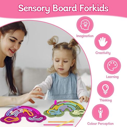 Sensory Activity Board Sensory Toys for Kids with Autism Duble Sided Design Sensory Fidget Toys for 3+ & Adult Fine Motor Skill,Promotes Focushelp,Relieve ADHD,Anxiety,Stress,24 Strings (2 Pcs) in Saudi Arabia