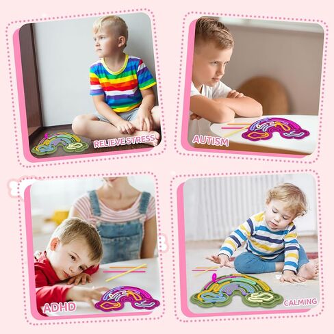 Sensory Activity Board Sensory Toys for Kids with Autism Duble Sided Design Sensory Fidget Toys for 3+ & Adult Fine Motor Skill,Promotes Focushelp,Relieve ADHD,Anxiety,Stress,24 Strings (2 Pcs) in Saudi Arabia