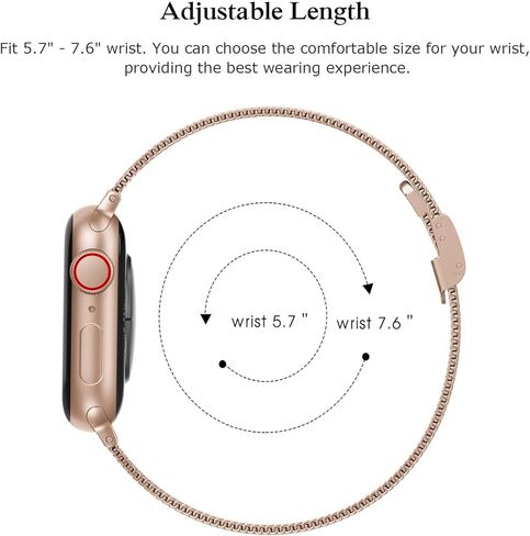 Compatible with Apple Watch Bands 41mm 38mm 40mm 42mm 44mm 45mm, Stainless Steel Metal Narrow Slim Thin Replacement Compatible for iWatch Series 9 8 7 6 5 4 3 2 1 SE Women, Rose Gold in Kuwait