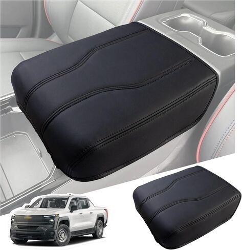 غطاء وحدة التحكم المركزية متوافق مع الملحقات الداخلية لسيارة Chevy Silverado EV 2024-2025، واقي غطاء صندوق مقعد مسند الذراع الجلدي مع نسيج منقوش in Saudi Arabia