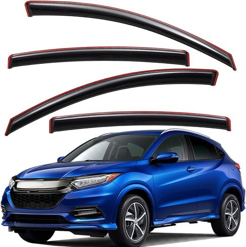 Lightronic WV94369 Outside-Mount Side Window Visors Deflectors Vent Rain Guards, Dark Smoke, 4-Pieces Set, Fits 2016-2022 Honda HR-V in Saudi Arabia